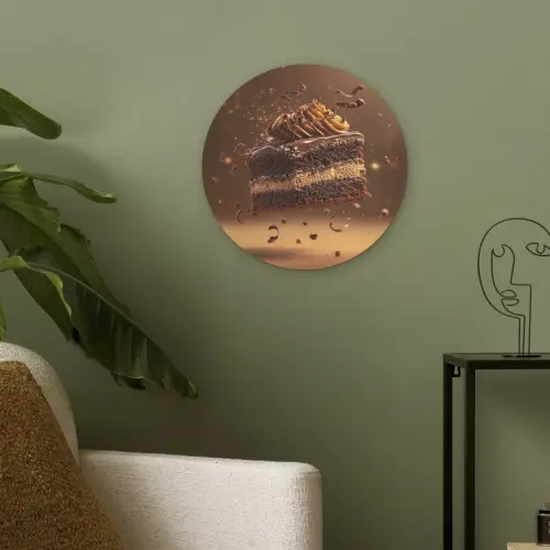 Taart - Chocolade - Eten - Brownie Akoestische PET Vilt - Rond klein -sfeer2