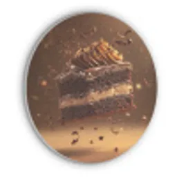 Taart - Chocolade - Eten - Brownie Akoestische PET Vilt - Rond klein -3d