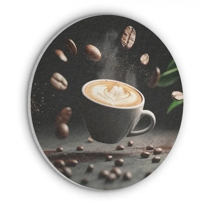 Cappuccino - Kop - Bonen - Bruin Akoestische PET Vilt - Rond klein -3d