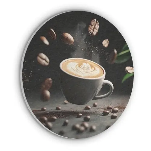 Cappuccino - Kop - Bonen - Bruin Akoestische PET Vilt - Rond klein -3d