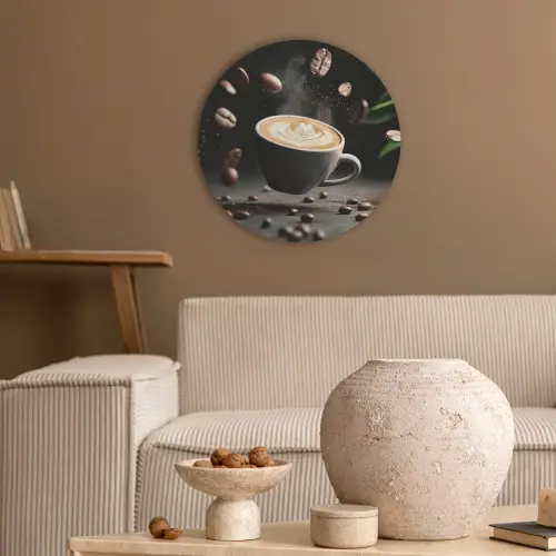 Cappuccino - Kop - Bonen - Bruin Akoestische PET Vilt - Rond klein -sfeer1