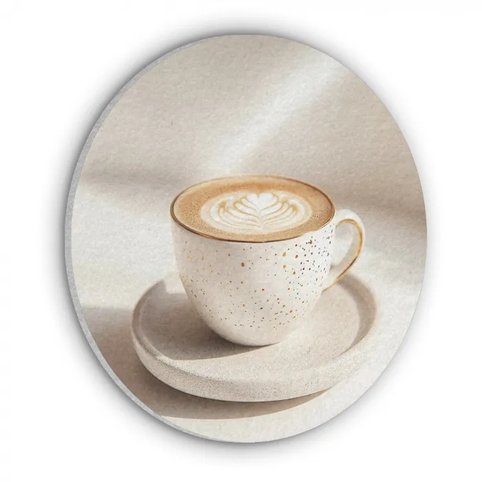 Cappuccino - Schuim - Schotel - Beige Akoestische PET Vilt - Rond klein -3d