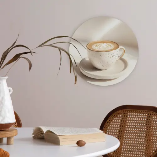 Cappuccino - Schuim - Schotel - Beige Akoestische PET Vilt - Rond klein -sfeer3