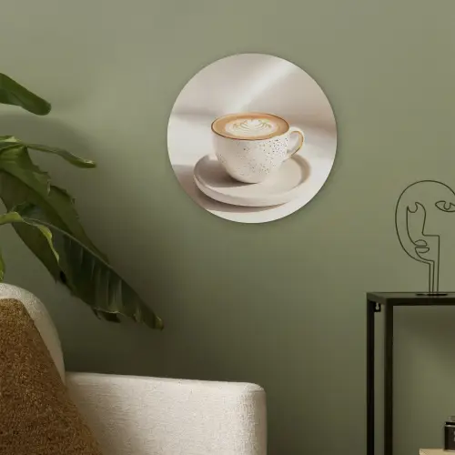 Cappuccino - Schuim - Schotel - Beige Akoestische PET Vilt - Rond klein -sfeer2