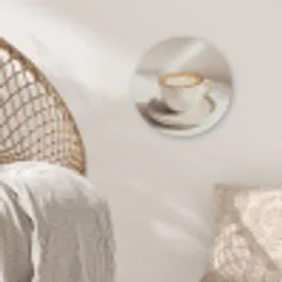 Cappuccino - Schuim - Schotel - Beige Akoestische PET Vilt - Rond klein -sfeer4
