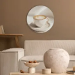 Cappuccino - Schuim - Schotel - Beige Akoestische PET Vilt - Rond klein -sfeer1