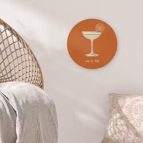 Cocktail - Oranje - Zomer - Quote Akoestische PET Vilt - Rond klein -sfeer4