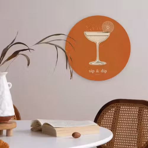 Cocktail - Oranje - Zomer - Quote Akoestische PET Vilt - Rond klein -sfeer3