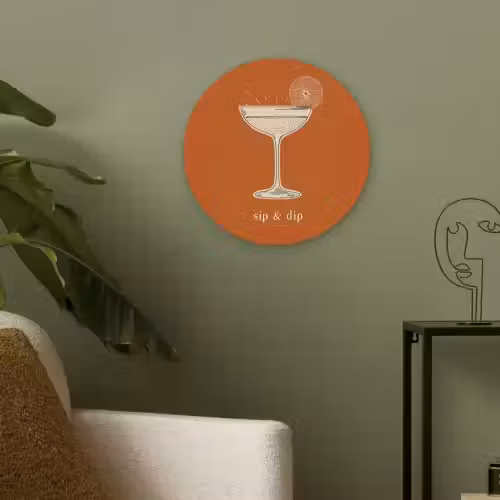 Cocktail - Oranje - Zomer - Quote Akoestische PET Vilt - Rond klein -sfeer2