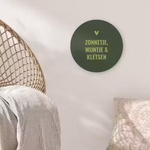 Donkergroen - Quote - Zon - Zomer Akoestische PET Vilt - Rond klein -sfeer4
