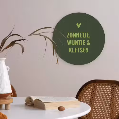 Donkergroen - Quote - Zon - Zomer Akoestische PET Vilt - Rond klein -sfeer3