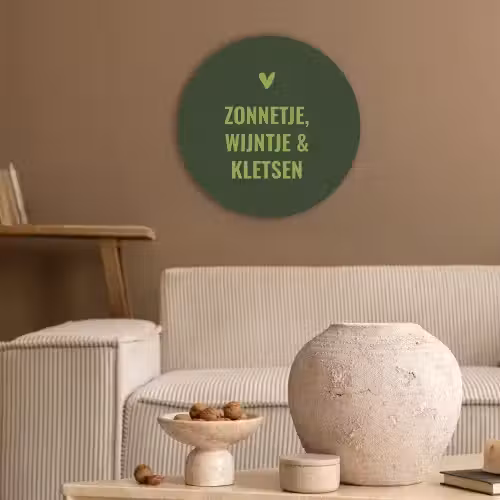 Donkergroen - Quote - Zon - Zomer Akoestische PET Vilt - Rond klein -sfeer1