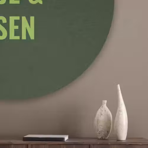 Donkergroen - Quote - Zon - Zomer Akoestische PET Vilt - Rond klein -sfeer5_closeup