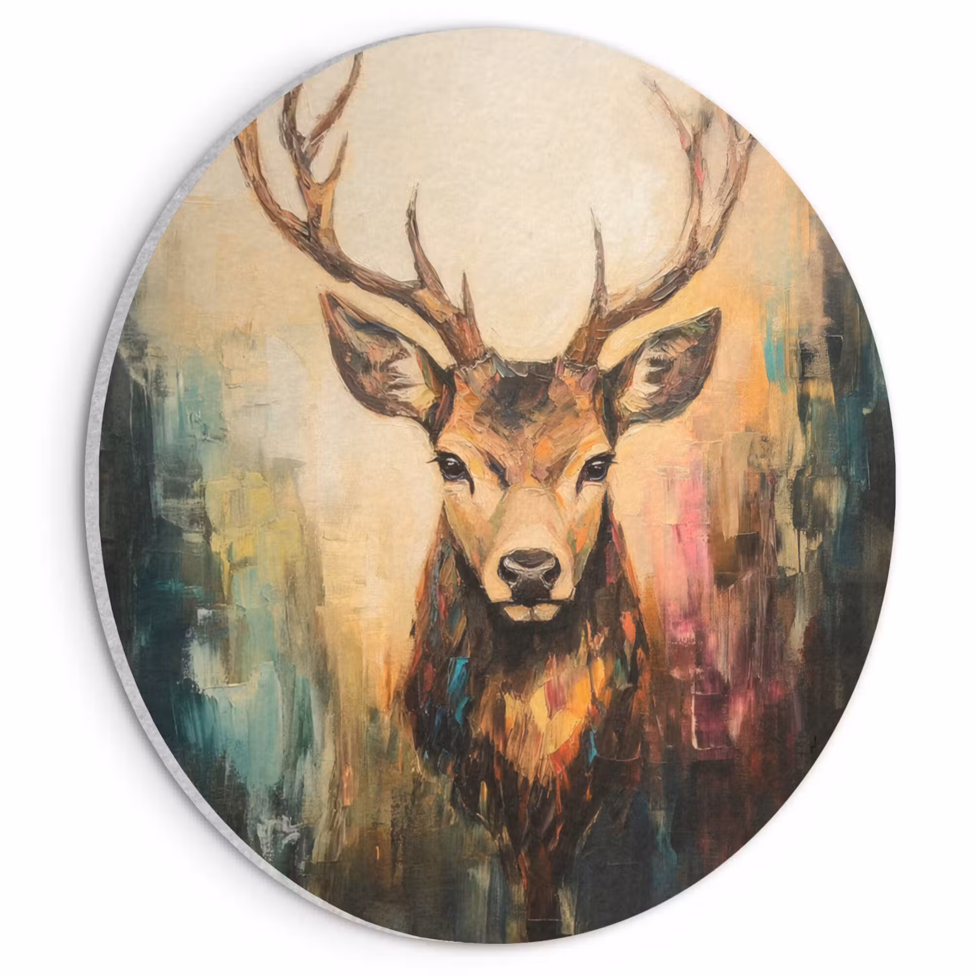 Acoustic painting round - Deer - Painted - Antlers - Brown