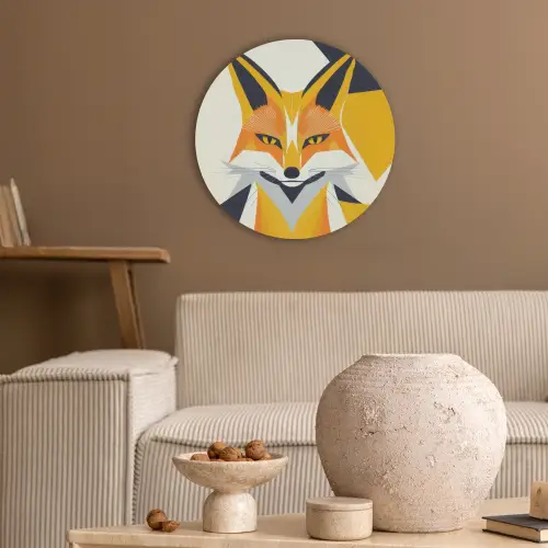 Vos - Oranje - Abstract - Driehoeken Akoestische PET Vilt - Rond klein -sfeer1