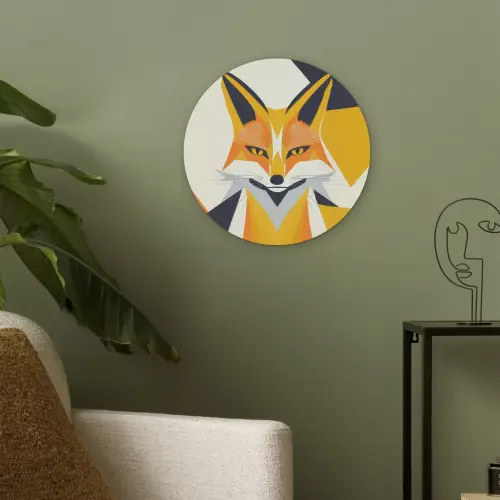 Vos - Oranje - Abstract - Driehoeken Akoestische PET Vilt - Rond klein -sfeer2