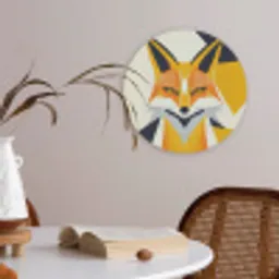 Vos - Oranje - Abstract - Driehoeken Akoestische PET Vilt - Rond klein -sfeer3