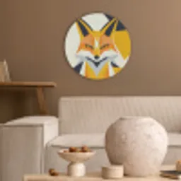 Vos - Oranje - Abstract - Driehoeken Akoestische PET Vilt - Rond klein -sfeer1