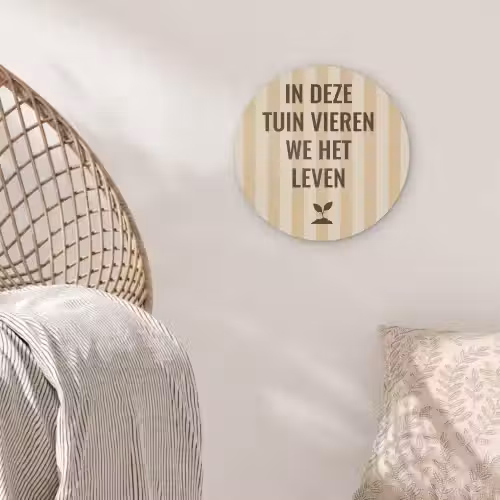 Tuin - Quote - Strepen - Zomer Akoestische PET Vilt - Rond klein -sfeer4