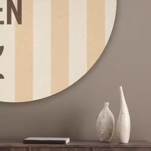 Tuin - Quote - Strepen - Zomer Akoestische PET Vilt - Rond klein -sfeer5_closeup