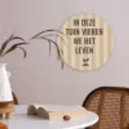 Tuin - Quote - Strepen - Zomer Akoestische PET Vilt - Rond klein -sfeer3
