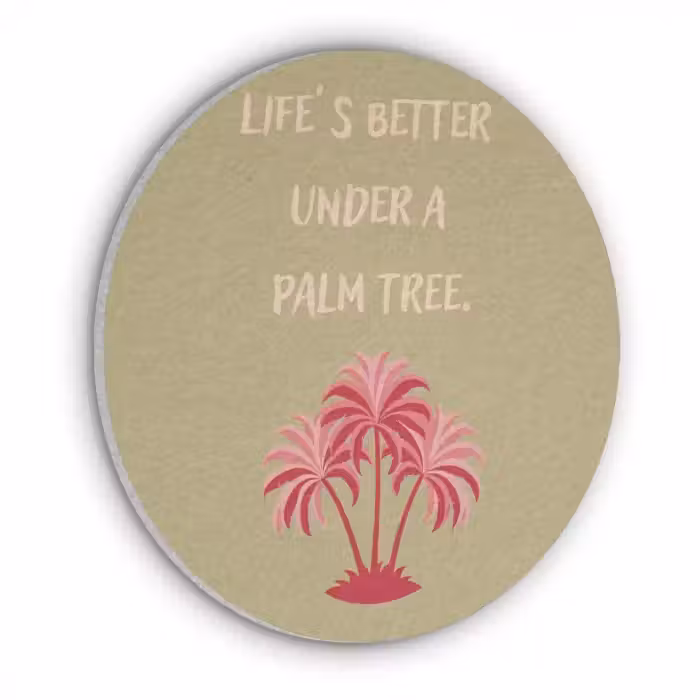 Groen - Zomer - Quote - Palmboom Akoestische PET Vilt - Rond klein -3d