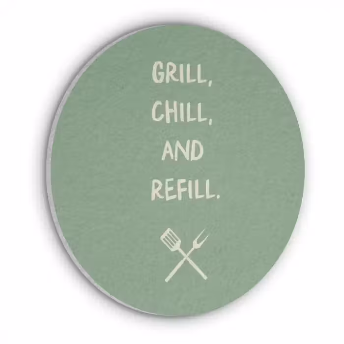 Grill - Groen - Zomer - Quote Akoestische PET Vilt - Rond klein -3d