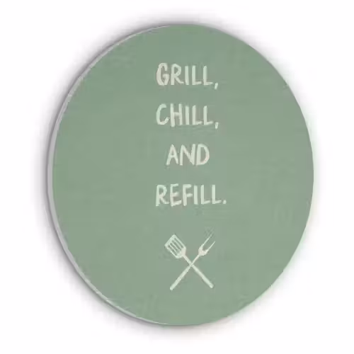 Grill - Groen - Zomer - Quote Akoestische PET Vilt - Rond klein -3d