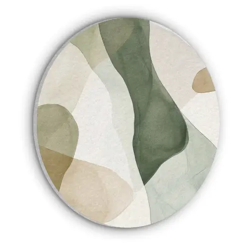 Japandi - Abstract - Groen Akoestische PET Vilt - Rond klein -3d