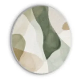 Japandi - Abstract - Groen Akoestische PET Vilt - Rond klein -3d