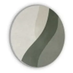 Japandi - Groen - Abstract - Modern Akoestische PET Vilt - Rond klein -3d