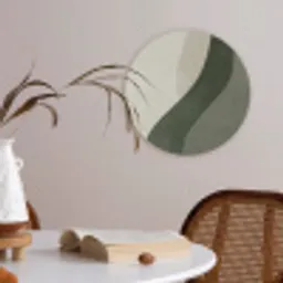 Japandi - Groen - Abstract - Modern Akoestische PET Vilt - Rond klein -sfeer3