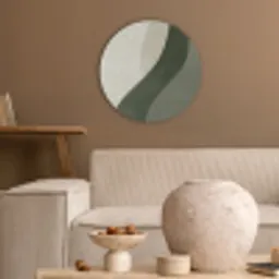 Japandi - Groen - Abstract - Modern Akoestische PET Vilt - Rond klein -sfeer1