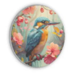 IJsvogel - Bloesem - Natuur - Vogels - Bloemen Akoestische PET Vilt - Rond klein -3d