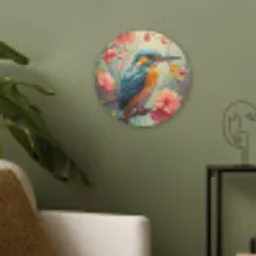 IJsvogel - Bloesem - Natuur - Vogels - Bloemen Akoestische PET Vilt - Rond klein -sfeer2