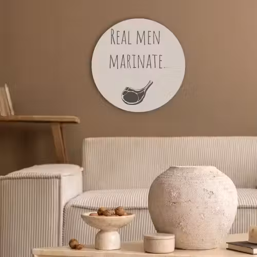 Vlees - Minimalistisch - Beige - Quote Akoestische PET Vilt - Rond klein -sfeer1