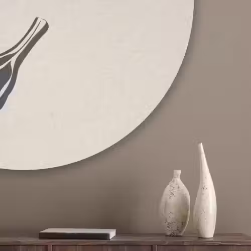 Vlees - Minimalistisch - Beige - Quote Akoestische PET Vilt - Rond klein -sfeer5_closeup