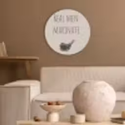 Vlees - Minimalistisch - Beige - Quote Akoestische PET Vilt - Rond klein -sfeer1
