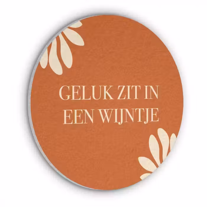 Oranje - Wijntje - Quote Akoestische PET Vilt - Rond klein -3d
