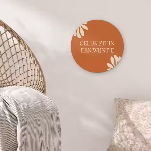 Oranje - Wijntje - Quote Akoestische PET Vilt - Rond klein -sfeer4