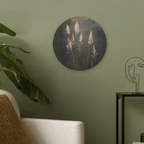 Siergras - Pluimen - Verlichting - Zwart Akoestische PET Vilt - Rond klein -sfeer2