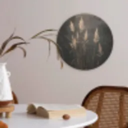 Siergras - Pluimen - Verlichting - Zwart Akoestische PET Vilt - Rond klein -sfeer3