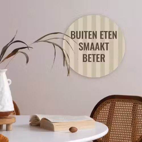 Buiten - Quote - Strepen - Zomer Akoestische PET Vilt - Rond klein -sfeer3