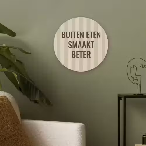 Buiten - Quote - Strepen - Zomer Akoestische PET Vilt - Rond klein -sfeer2