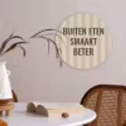 Buiten - Quote - Strepen - Zomer Akoestische PET Vilt - Rond klein -sfeer3