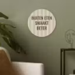 Buiten - Quote - Strepen - Zomer Akoestische PET Vilt - Rond klein -sfeer2