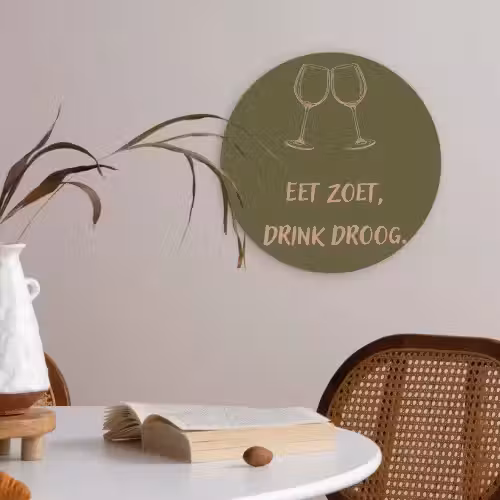 Roze - Groen - Wijn - Quote Akoestische PET Vilt - Rond klein -sfeer3