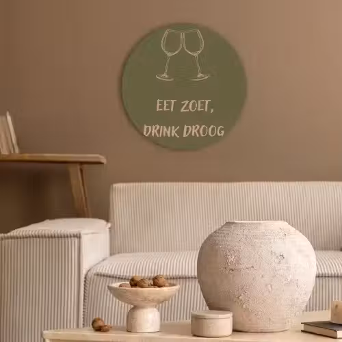Roze - Groen - Wijn - Quote Akoestische PET Vilt - Rond klein -sfeer1