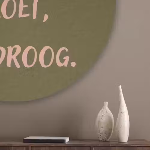 Roze - Groen - Wijn - Quote Akoestische PET Vilt - Rond klein -sfeer5_closeup