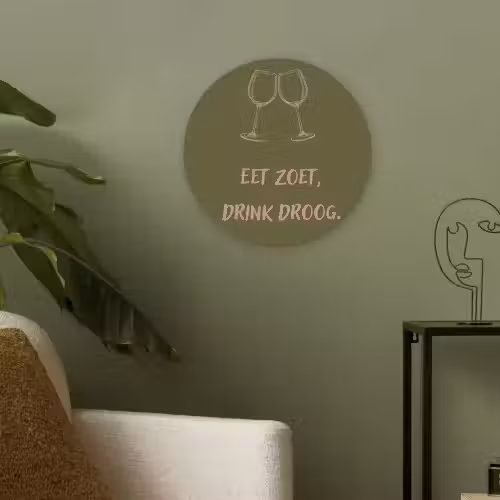 Roze - Groen - Wijn - Quote Akoestische PET Vilt - Rond klein -sfeer2
